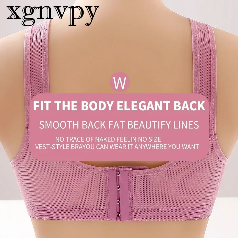 xgnvpy Middle-aged and Elderly Aunts Plus Size Thin Underwire Adjustment Mom Gathered Non-magnetic Underwear Fat MM Bra