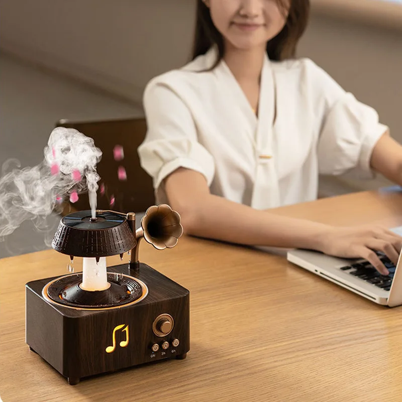 humidificateur-a-pulverisation-en-forme-de-phonographe-retro-rotation-automatique-forme-de-goutte-de-pluie-lumieres-d'ambiance-multicolores-diffuseur-d'aromes-reglable-de-250-ml