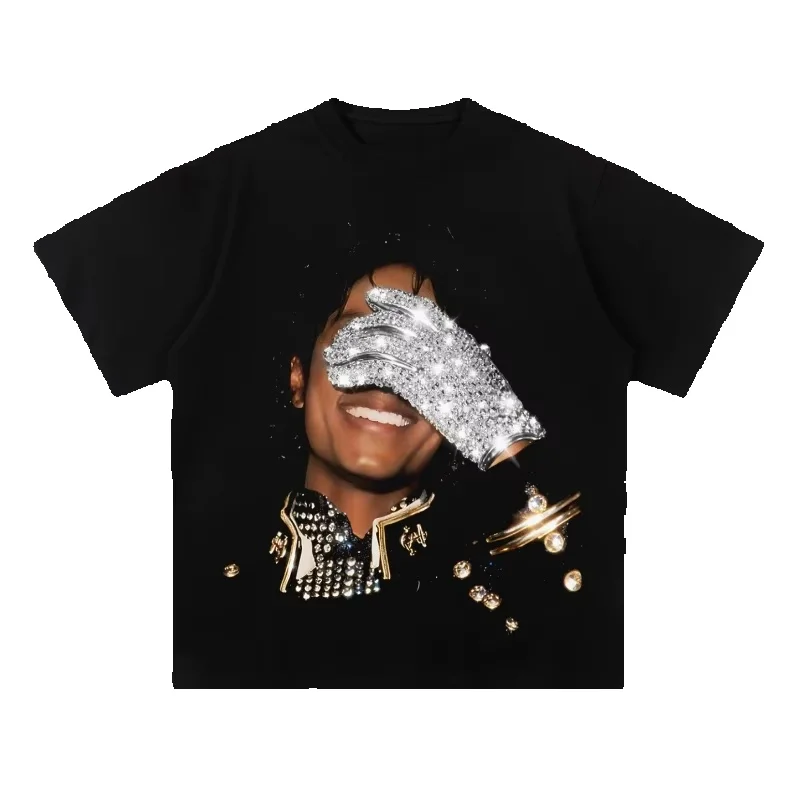 Summer Men's MJ Michael Jackson Printed CottonNeutral O-Neck Short Sleeve Men's and Women's Fashion Hip Hop T-shirt Fan Gift