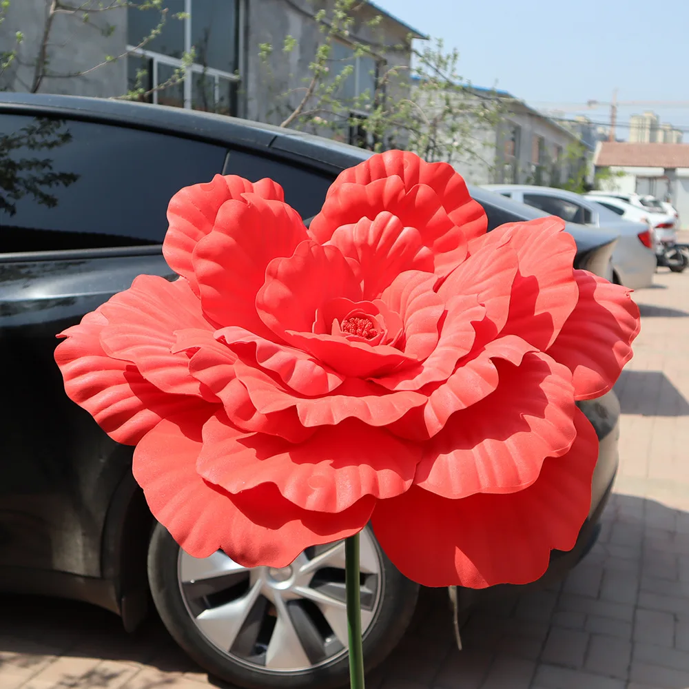 

60cm PE Artificial Peony Giant Rose Foam Flower Window Display Event Decoration for Wedding Background Decorati PE Peony Flower