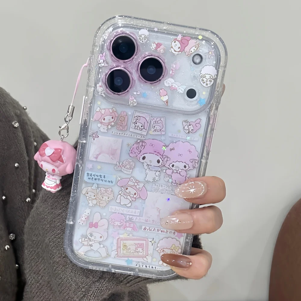 Funda de teléfono Meileti de Gel con forma de pequeña flor para iPhone 17 14 15 16 Pro Max con pulsera, funda trasera encantadora de cordero doble