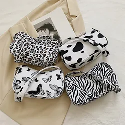 1PC Women Shoulder Bag Fashion Animal Pattern Print Bag Casual Butterfly Leopard Zebra Cow Print Women Handbag Underarm Bags