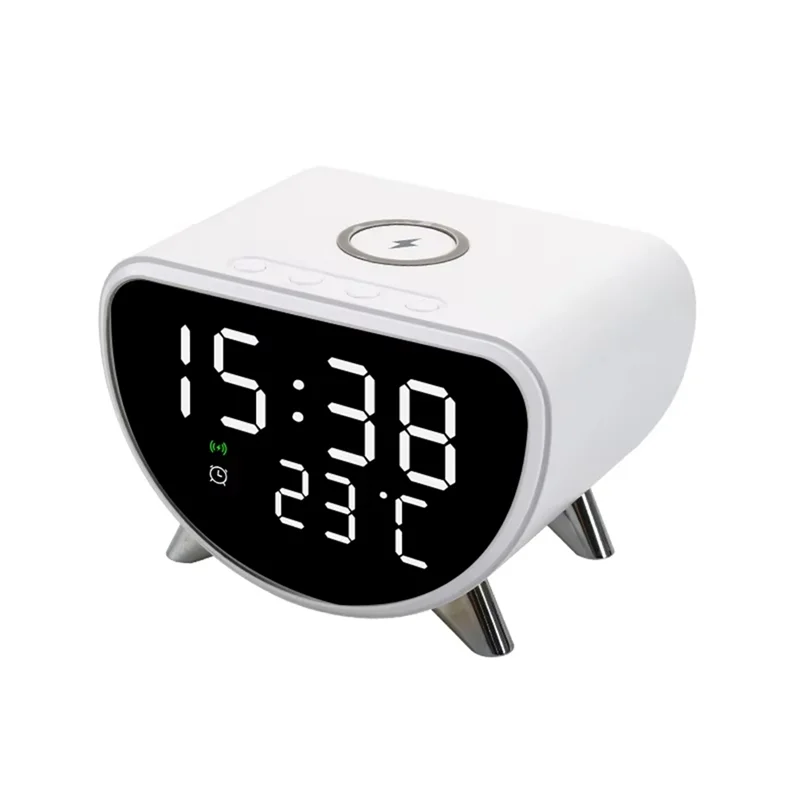 ABZY-Multifunctional Alarmclock Temperature Clock Wireless Charger LED Mobile Phone Three In One Wireless Charger