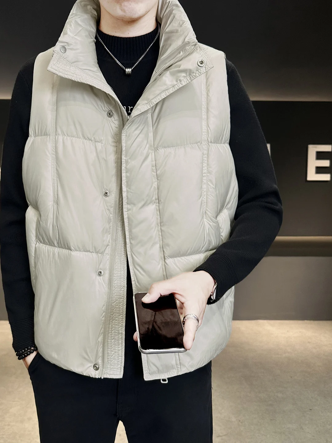 

Мужской повседневный пуховый жилет свободного кроя: модная осенне-зимняя верхняя одежда, теплая, с воротником-стойкой, молодежная, из полиэфирного волокна