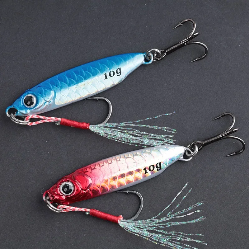 1PCS Metal Jig 7g10g15g20g Fishing Spoon Lure 6Colors Iscas Artificiais Metal Jig Lure Slice Jigbait Spoon Treble Hook Jigging