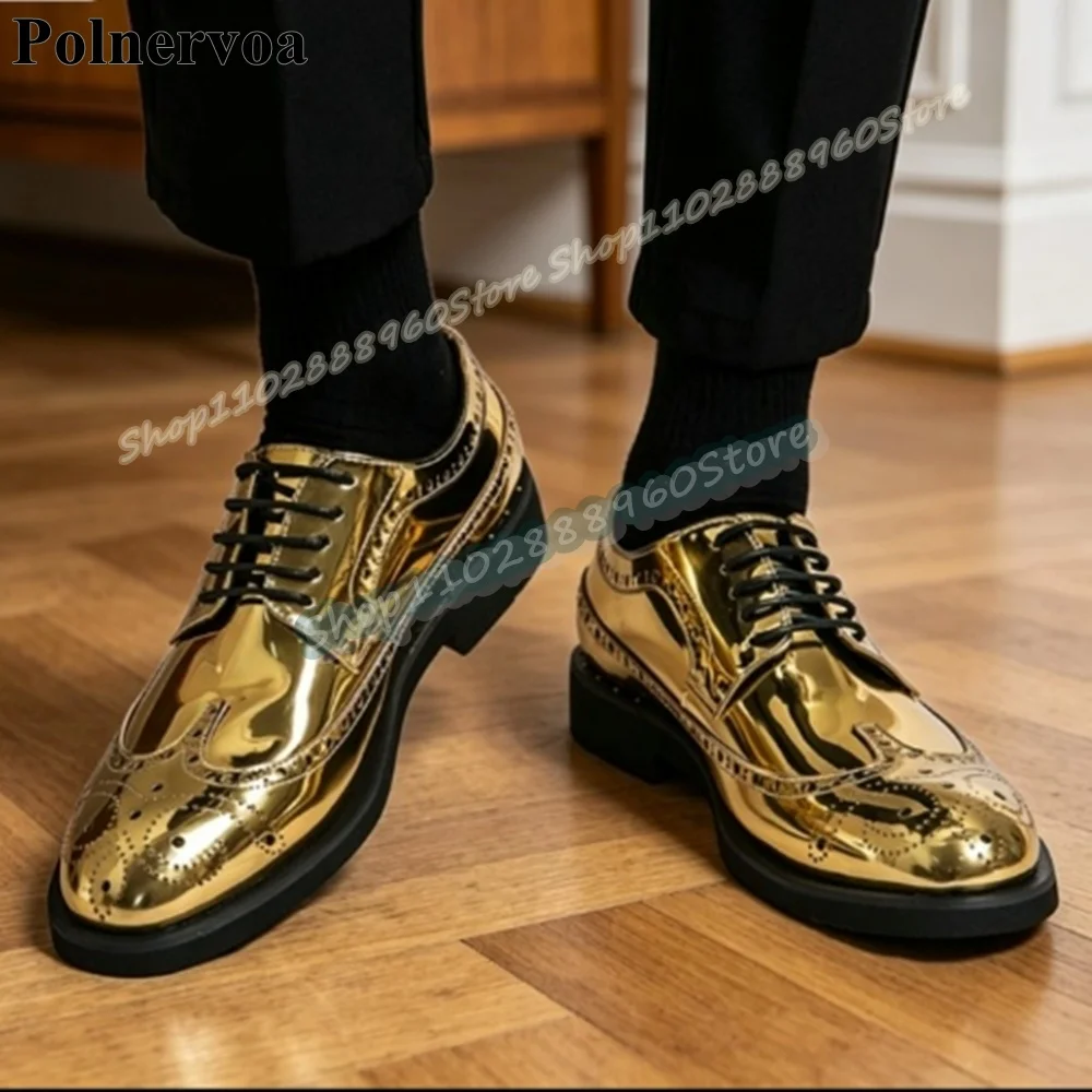 

Luxurious Metallic Gold Glossy Leather Cross Tied Men Pumps Flats Shoes For Men Slip On Banquet Fashion Catwalk 2026 Men Pumps