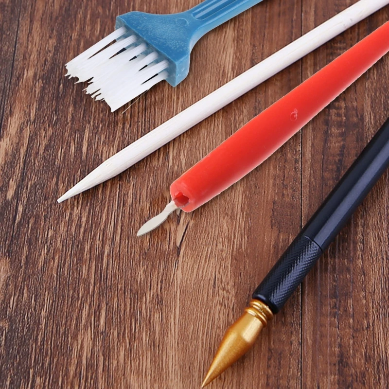 Outil d'art peinture à gratter, stylo à gratter à double pointe, stylet en bois grattoir 5 pièces