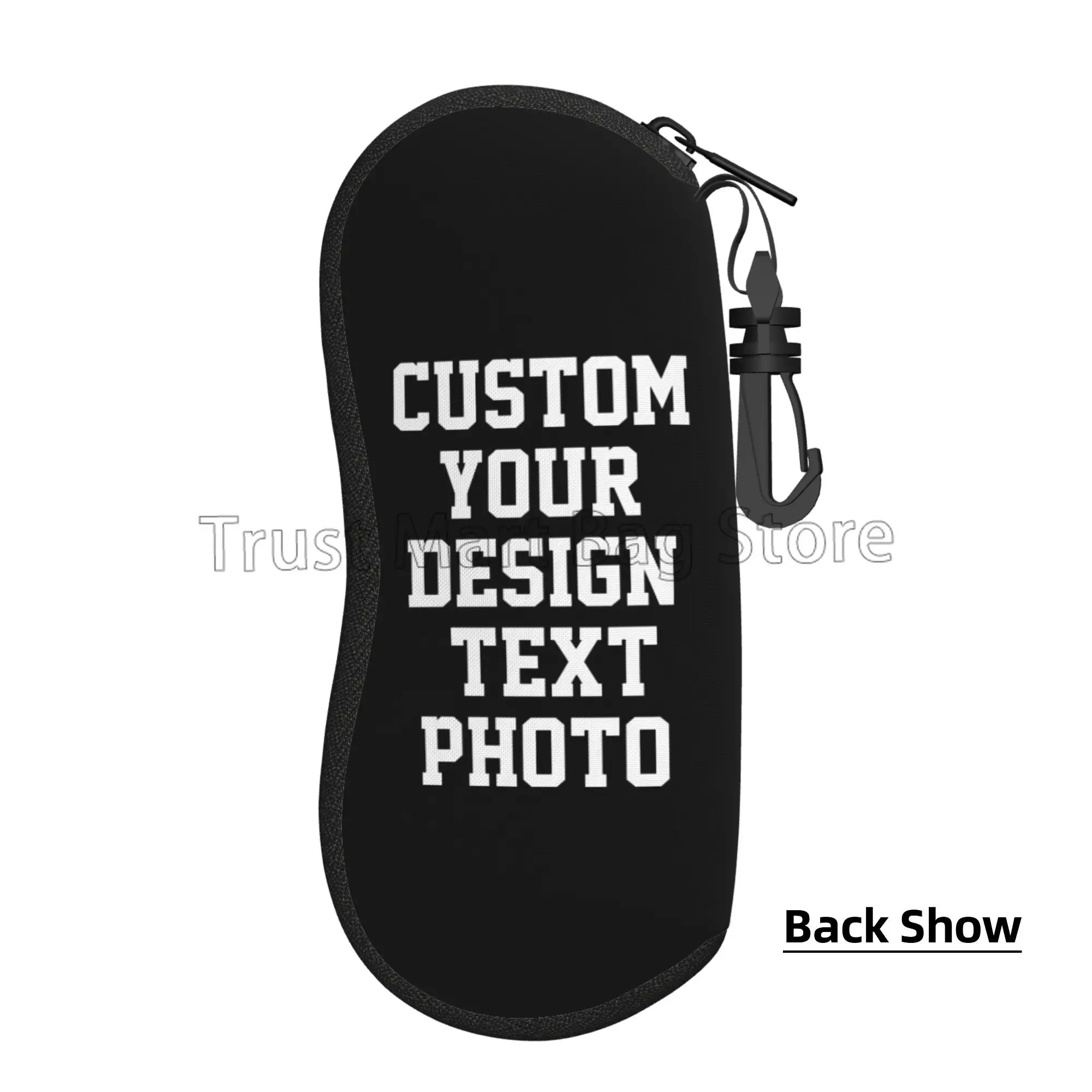 Custom Eyeglasses Case Add Your Image Text Logo Personalized Ultra Light Portable Sunglasses Case with Clip Gift for Women Men