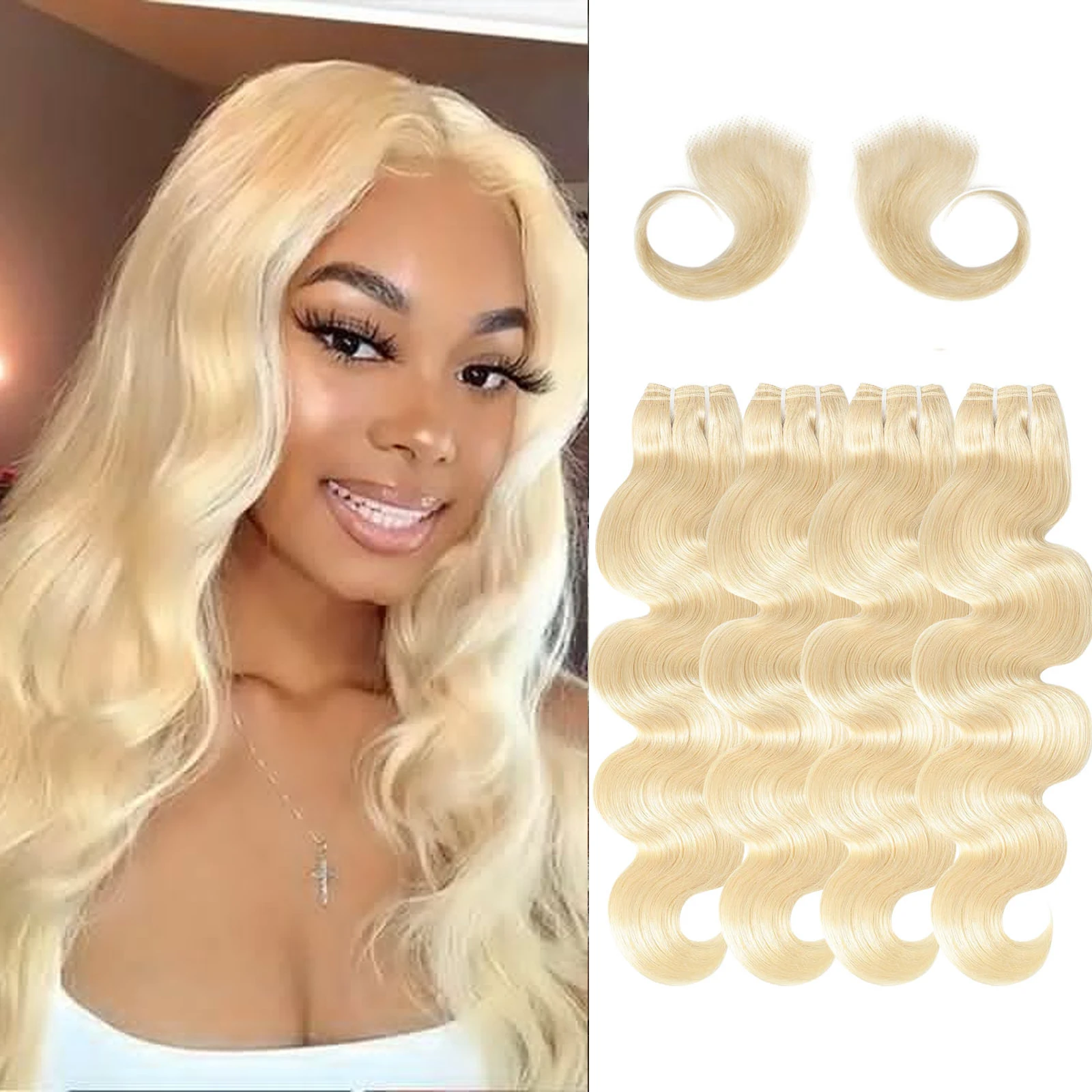 613 Blonde Human Hair 3 Bundle 20Inch Braiding Deep Wave Bulk Hair for Human Hair Extensions for Boho Braids with baby hair