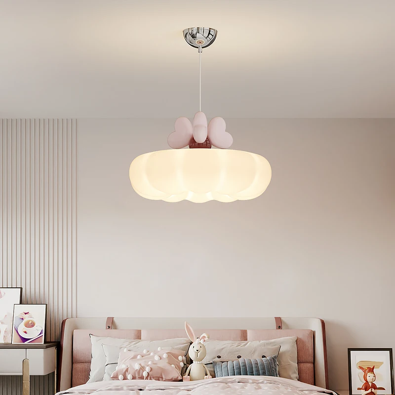 

Children's Room Pumpkin Pendant Light Modern Cream Style Hanging Light LED Pendant Lamp for Girl's Bedroom Warm Room Lighting