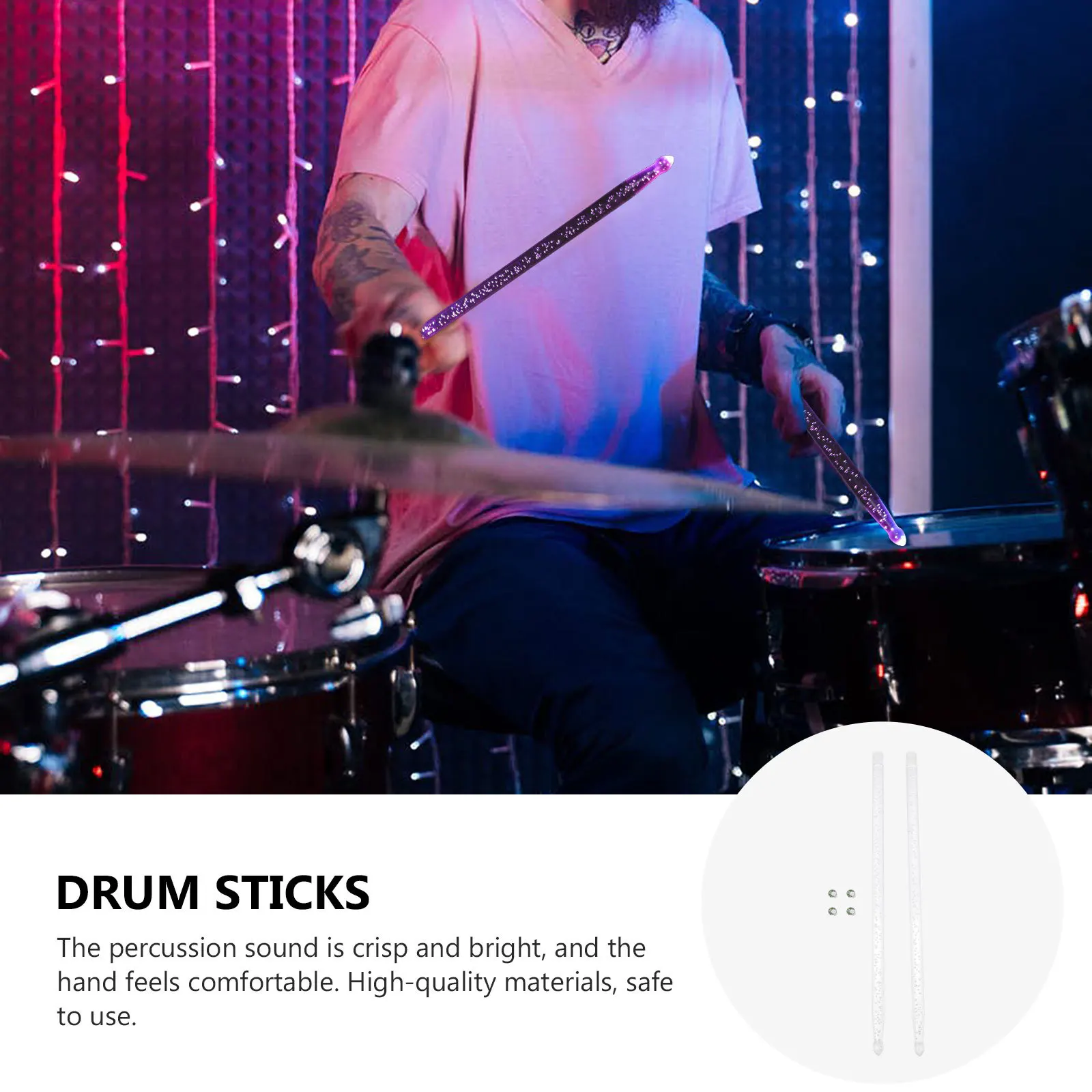 

Drumsticks Luminous Auto Fluorescent Transparent Light up Music Glow Accessories Changing Color