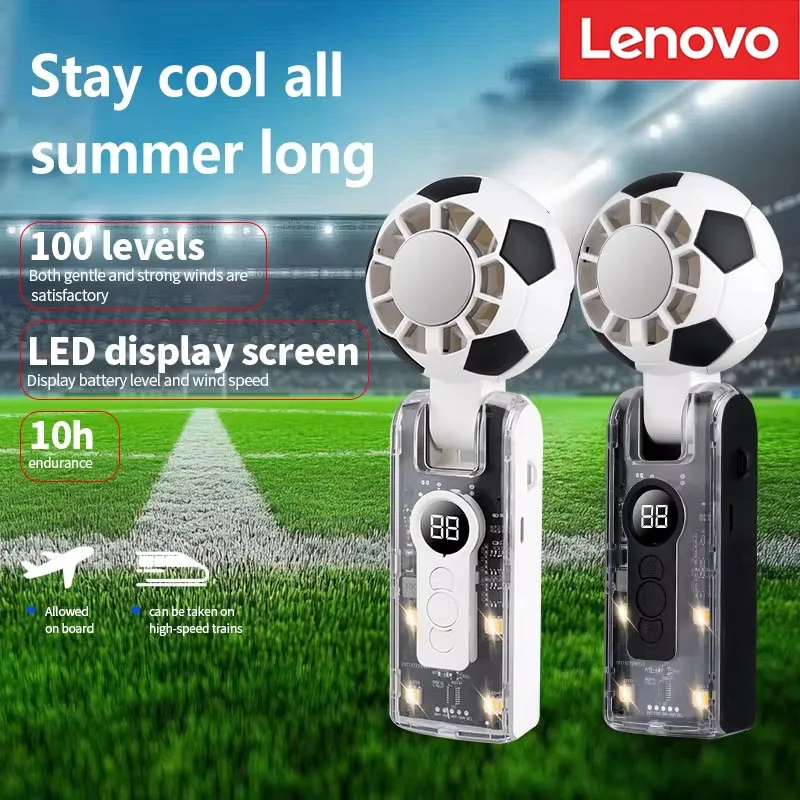 

Lenovo New Football Ice Fan Handheld Display Portable Violent Folding Transparent Mech Fan