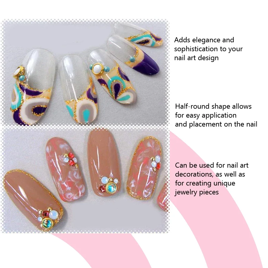 Perles nacrées 3D pour Nail Art, 200 pièces, couleurs assorties, taille 4mm, breloque pour bricolage, décorations d'ongles, fabrication de bijoux