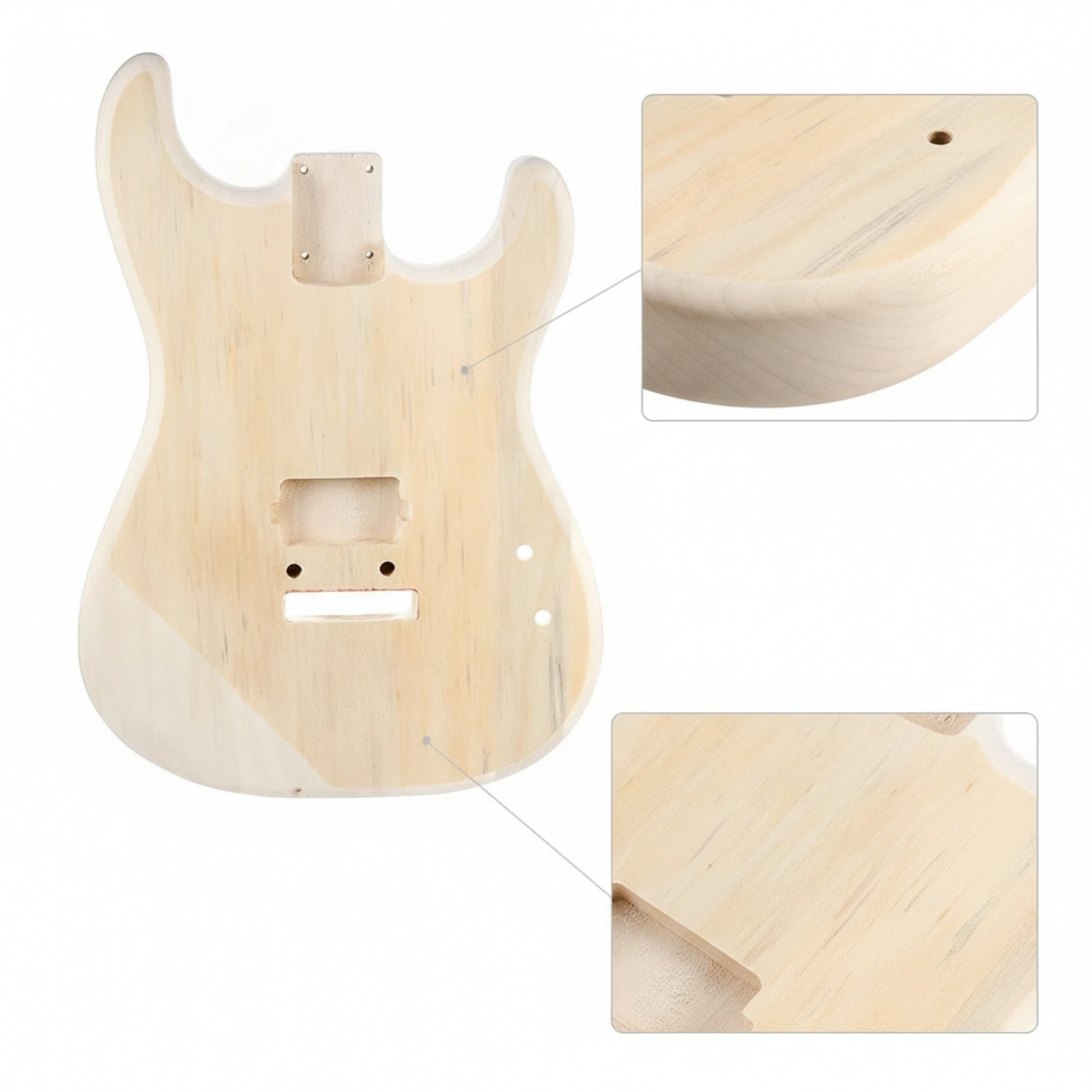Double Cutaway Unfinished Guitar Body Blank Solid Wood Pre Routed for Custom Electric Project Builds