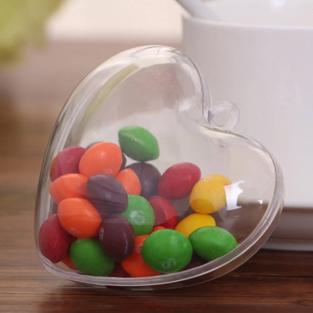 

12Pcs Clear Heart Fillable Plastic Christmas Balls Transparent Ornaments DIY Xmas Tree Decorations Hanging Holiday Decor