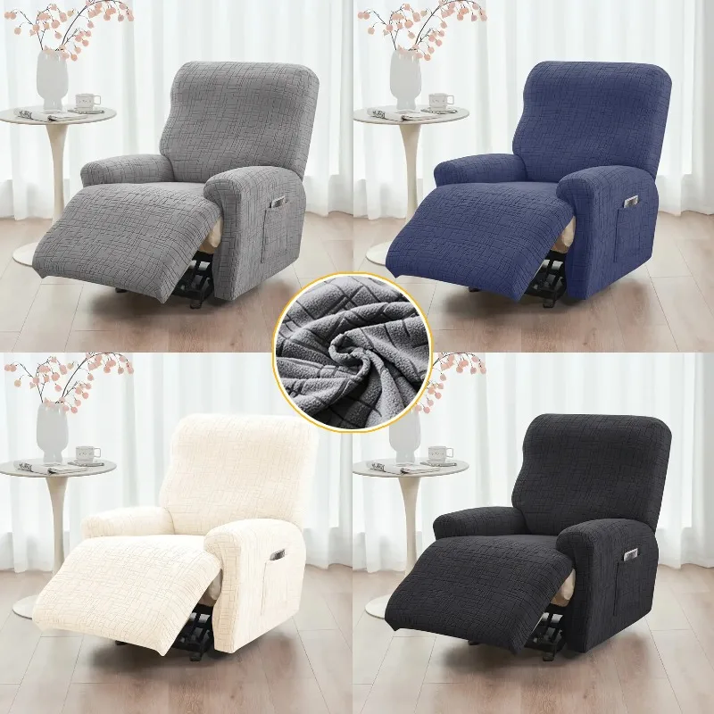 4-teiliger Bezug für 1-Sitzer-Split-Recliner-Sofa, gestreifter Jacquard-Stretch-Sesselbezug, Einzelsofa-Schutz für das Wohnzimmer