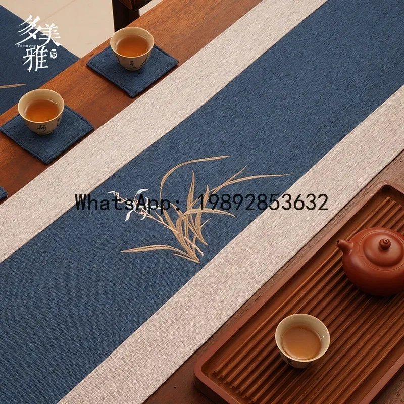 a-16 waterproof embroidered table flag zen tea banquet tea table fabric tablecloth bench tea flag