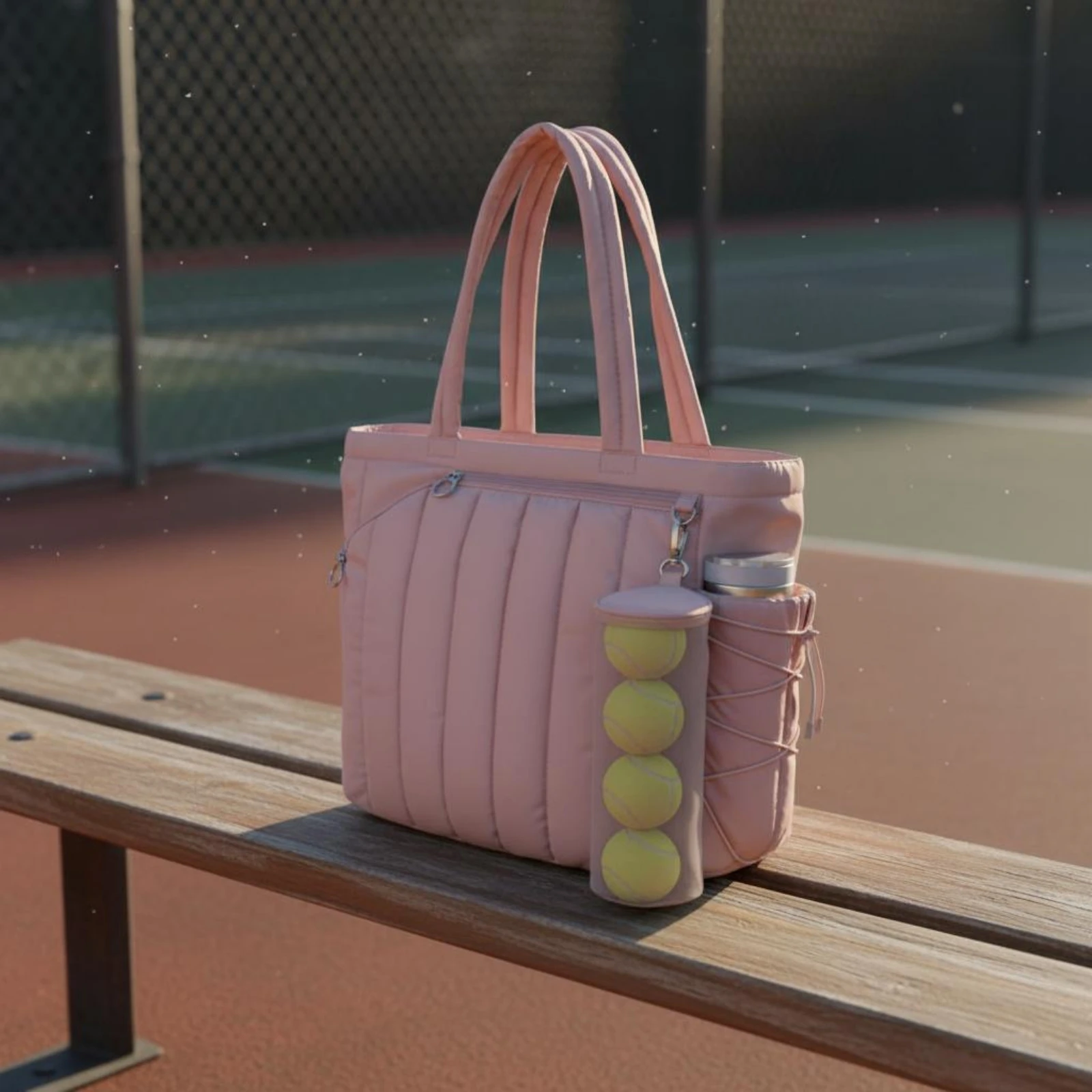 

Quilted Sports Tote Bag Multiple Pockets Tennis Gear Bag Shoe Compartment Tote Waterproof Easy to Clean for Travel