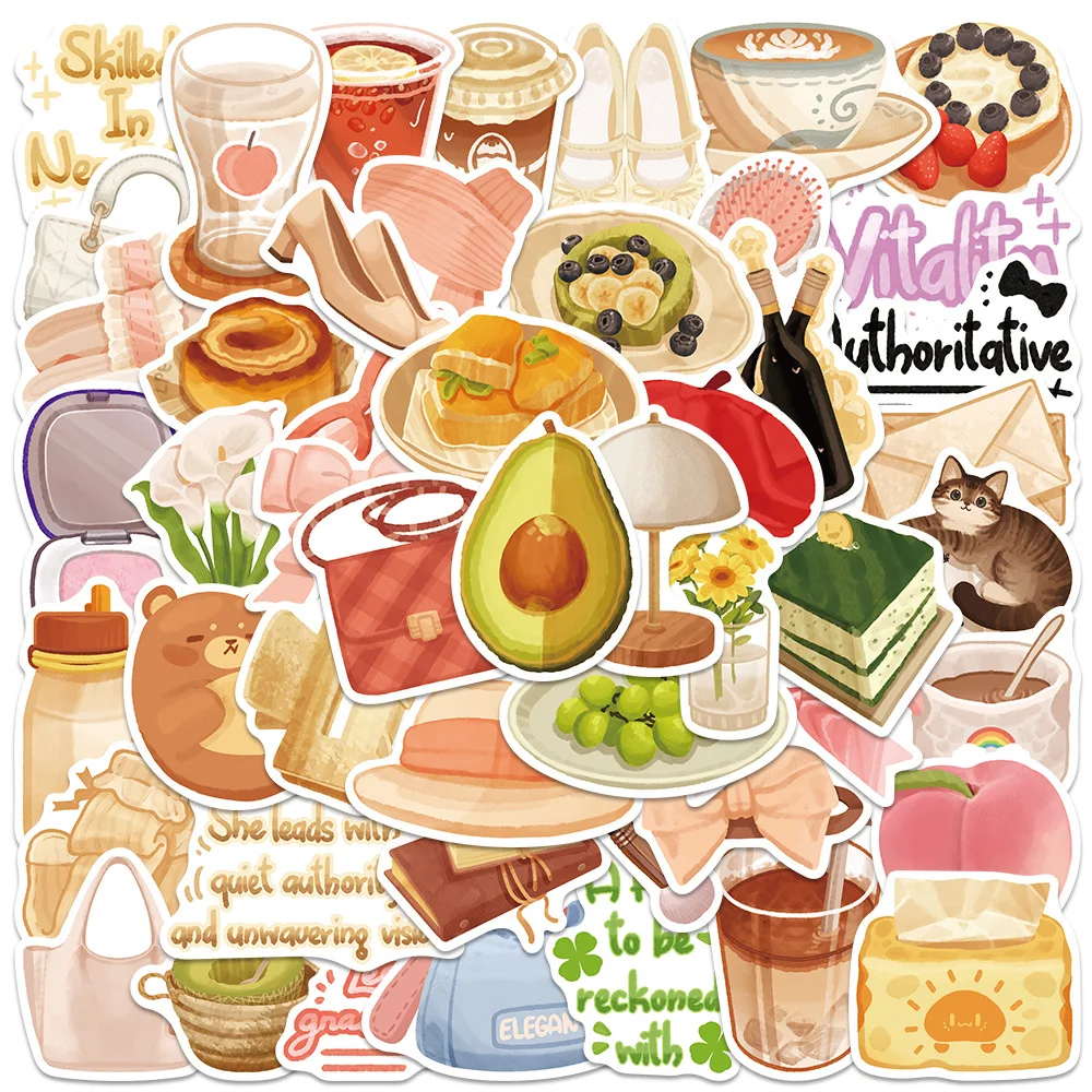 

10/50PCS Cartoon Food Sticker Aesthetic Graffiti Waterproof Decal Toy Creative DIY Water Cup Mobile Phone Case Laptop Guitar