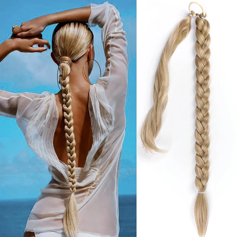 Synthetic Hair Long Braided Ponytail Extension with Hair Hair Extensions Ponytail Natural Soft Piece for Women Daily Wear 30 Inc