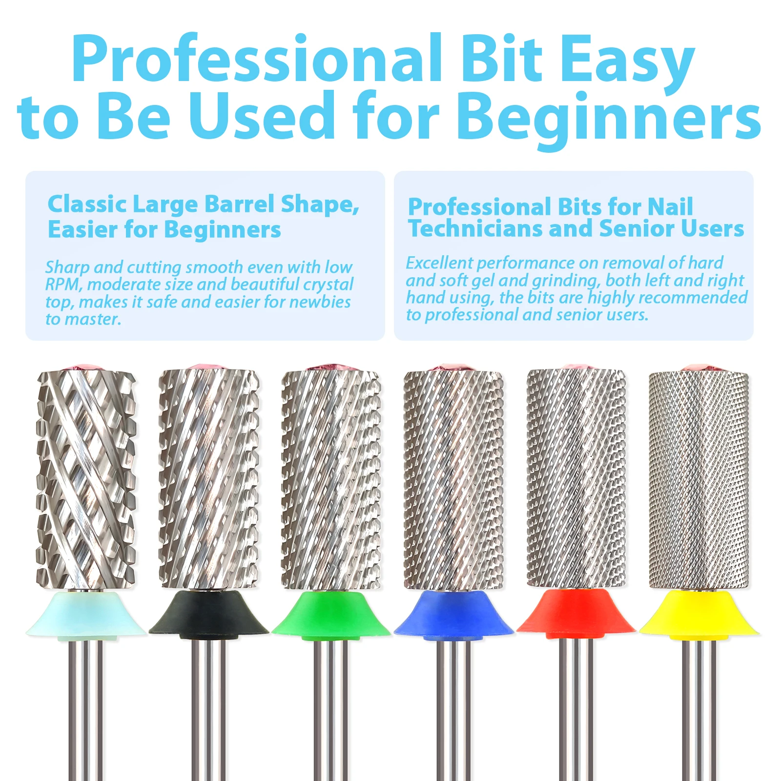 MagiBling Heart Shape Diamond Top Large Barrel Carbide Nail Drill Bit Cutter Left Right Hand Use Gel Polishing Remover 3/32"