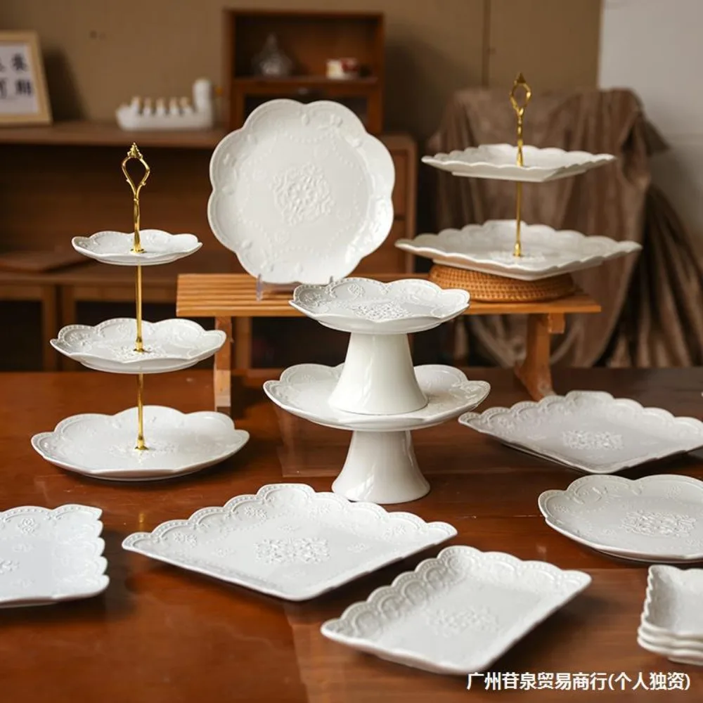 European-style ceramic dessert table, display stand, wedding birthday cake stand, tea break table, tray and dessert stand table