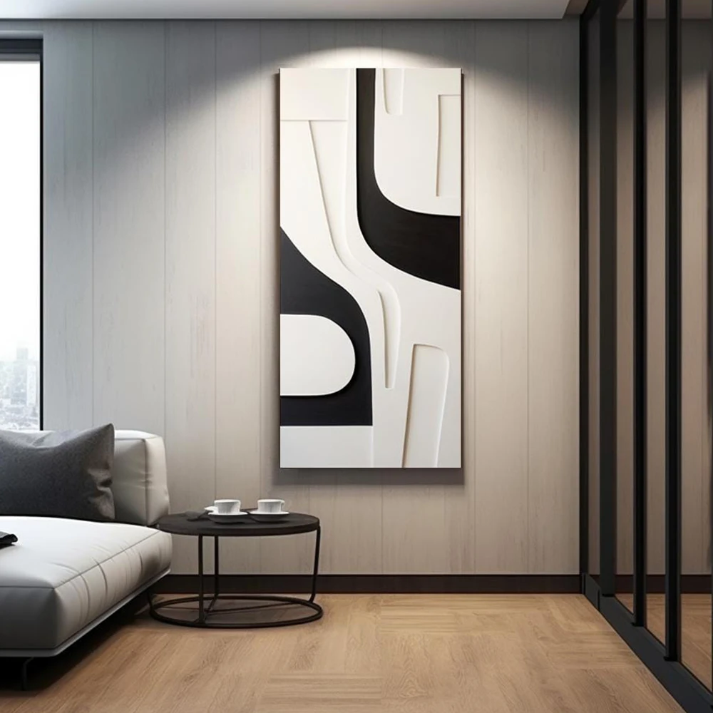 3D Minimalist Abstract Large Textured Wave Wall Art Poster Wabi-Sabi Art Bedroom Decor Beige White Neutral Tones Canvas Painting view 4