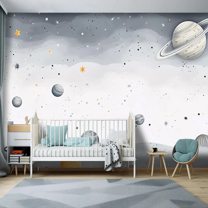 Custom Mural Wallpaper Cartoon Children's Room Kindergarten Cosmic Starry Sky Interior Background Wall Painting 3D Papel Tapiz