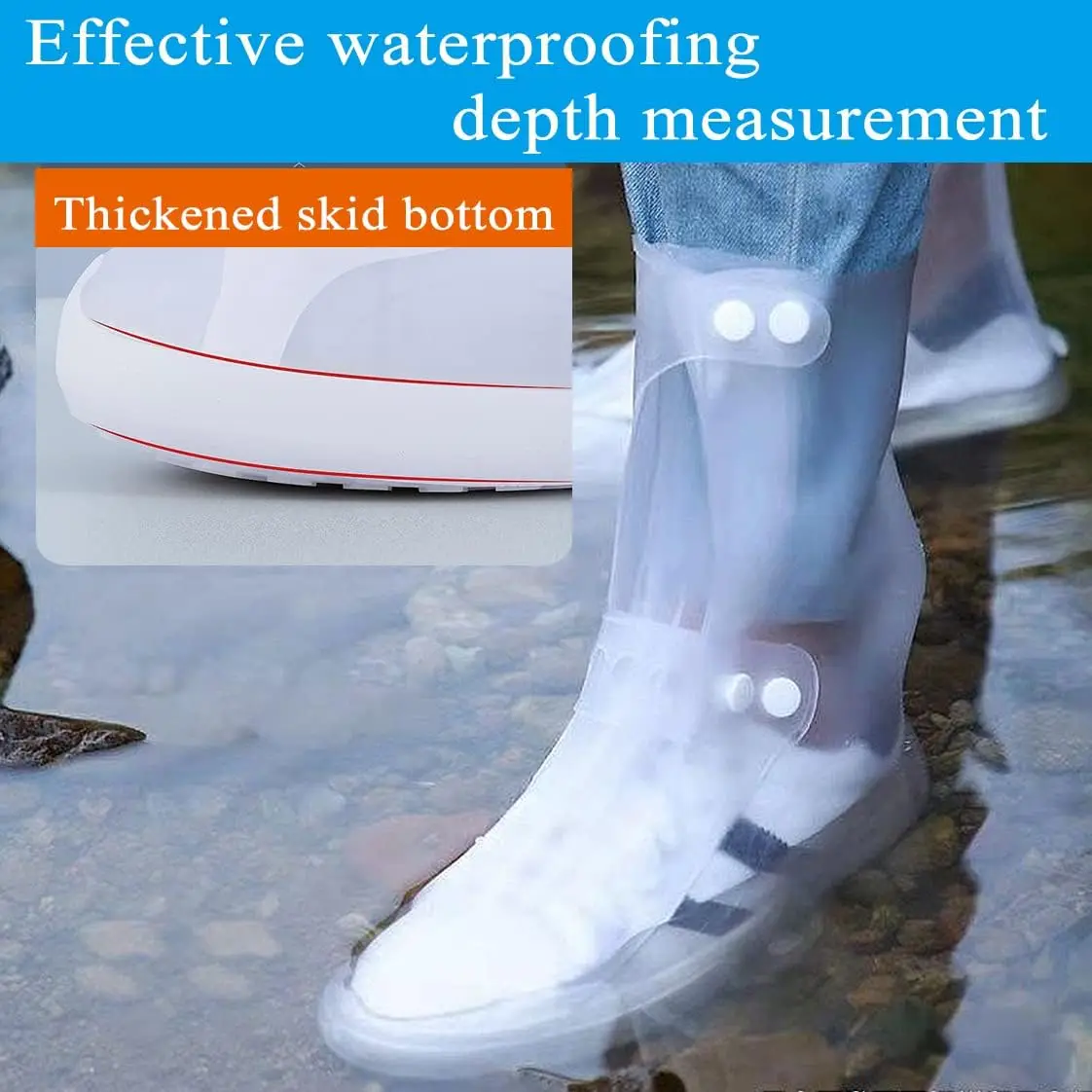 1PC Waterproof Silicone Shoe Cover High Top Rain Boots Cover Non-slip Shoes Protector Outdoor Reusable Thickened Footwear