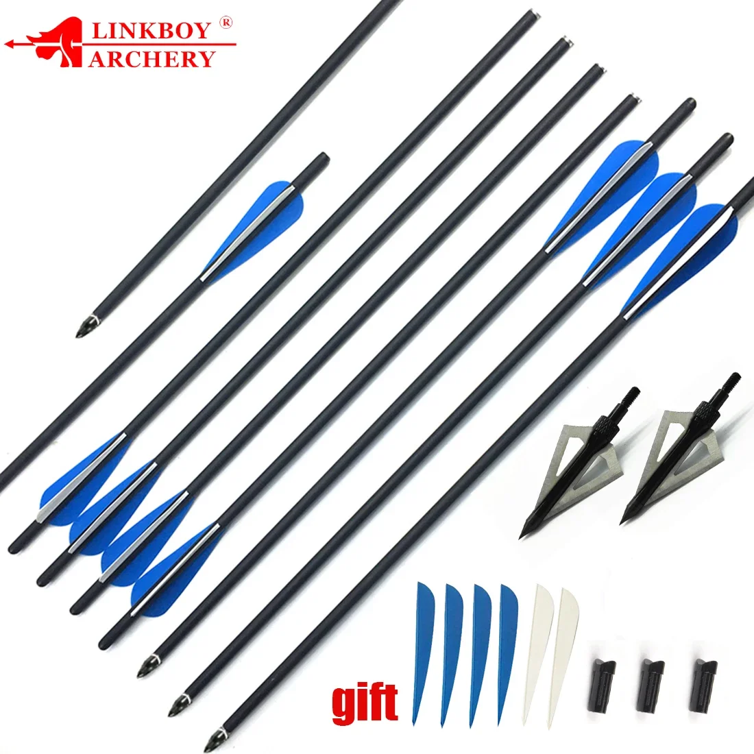 

12pcs Crossbow Bolt Carbon Arrow 16inch 20 Inch Replaceable Arrow 125gr Broadhead for Crossbow Hunting Shooting