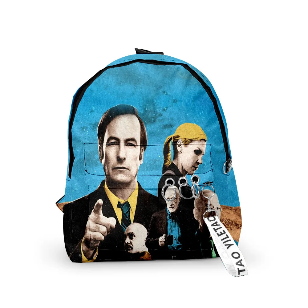 

Popular Youthful Better Call Saul School Bags Notebook Backpacks 3D Print Oxford Waterproof Key Chain Small Travel Bags