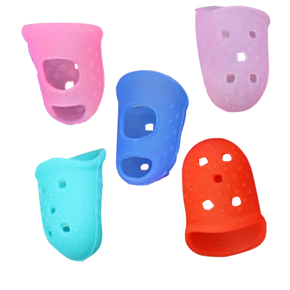 

5PCS Anti-slip Silicone Finger Protectors for Guitar Ukulele Finger Protector For Home Sewing Each 5 Sizes Thumb Covers