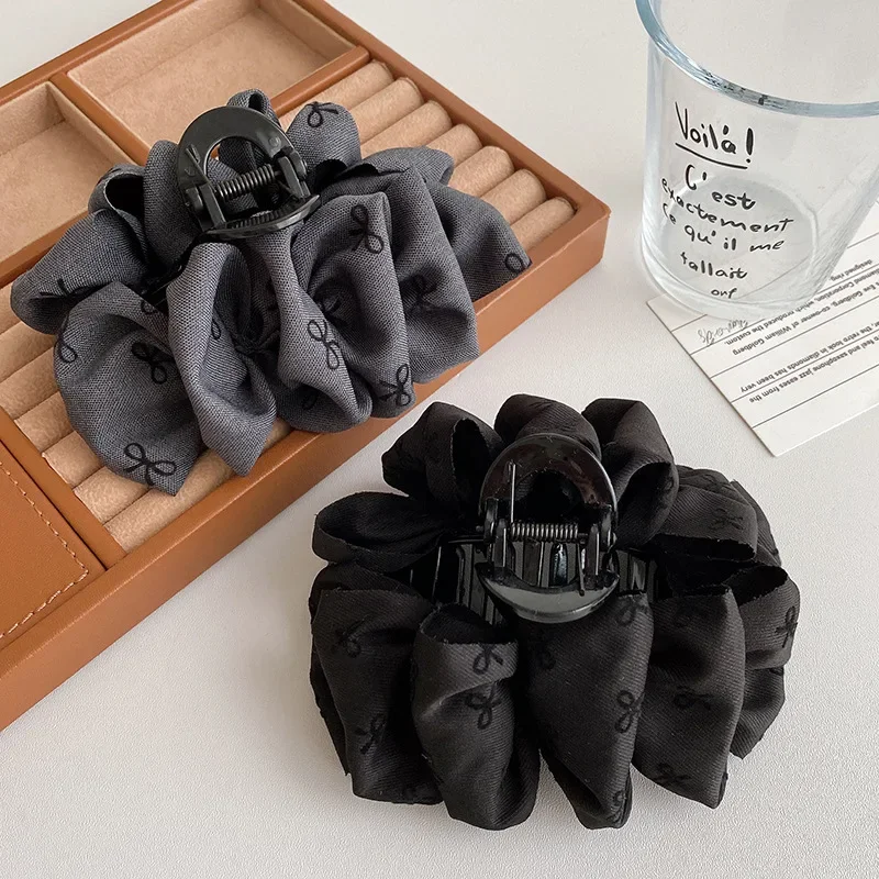 

New Elegant Print Hair Clip Bow Hair Claw for Women Large Size Fashion Headwear Hairpin Crab Barrette Hair Accessories