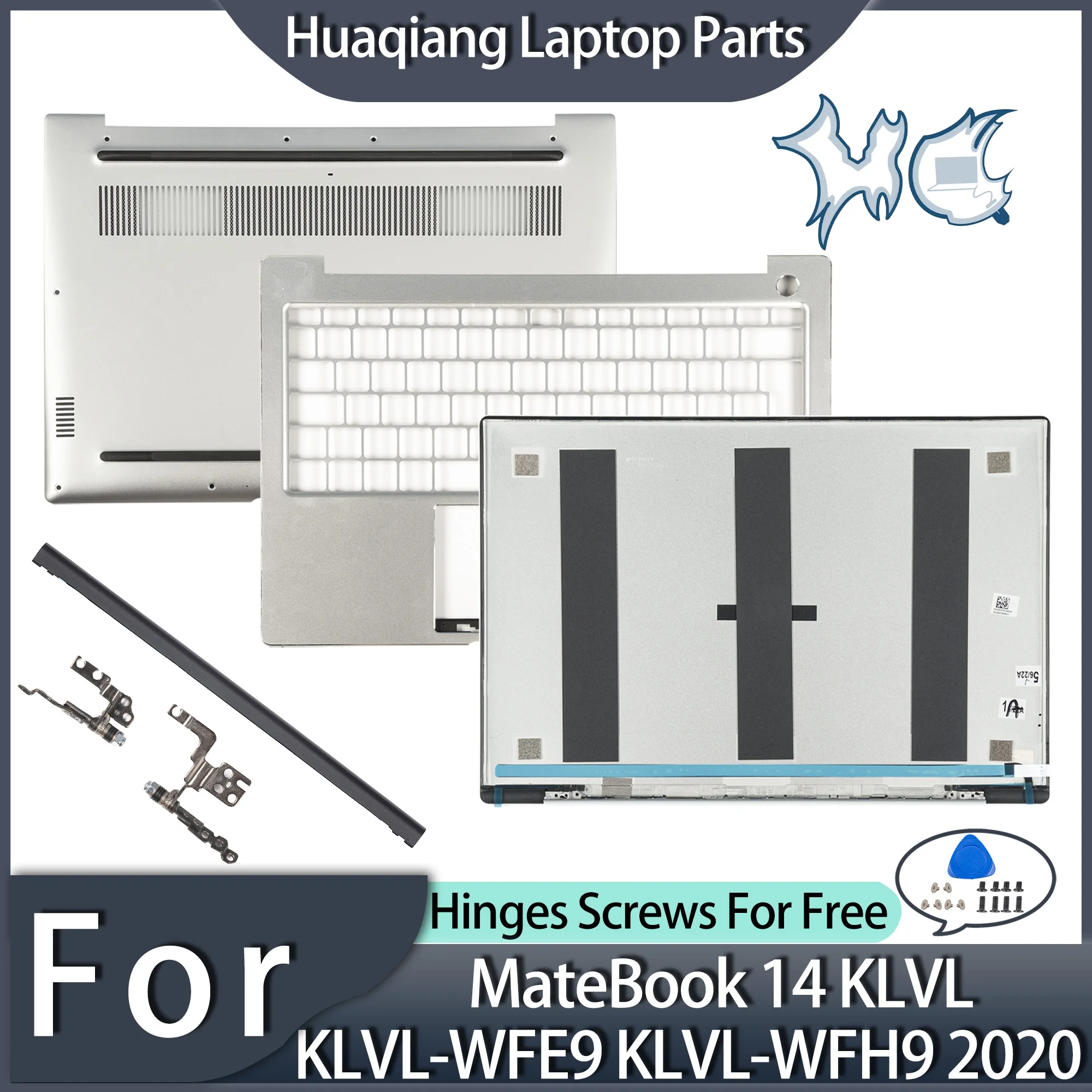 

Original Parts For Huawei MateBook 14 KLVL KLVL-WFE9 KLVL-WFH9 2020 14inch LCD Back Cover Palmrest Bottom Case Repair Silver