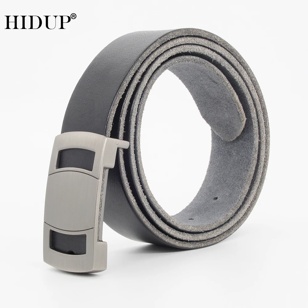 

HIDUP Top Quality 100% Cow Genuine Leather Black Blank Slide Buckle Metal Belts for Men Jeans Accessories