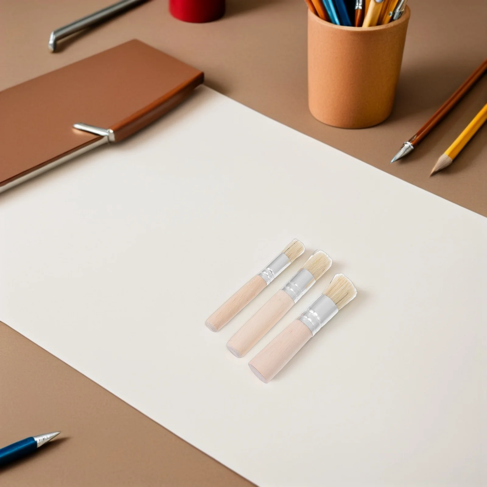 

6Pcs Detail Paint Brush Set Pig Bristle Brushes for Stenciling Blending Fine Edges in Oil Acrylic Watercolor Studio Or Outdoor