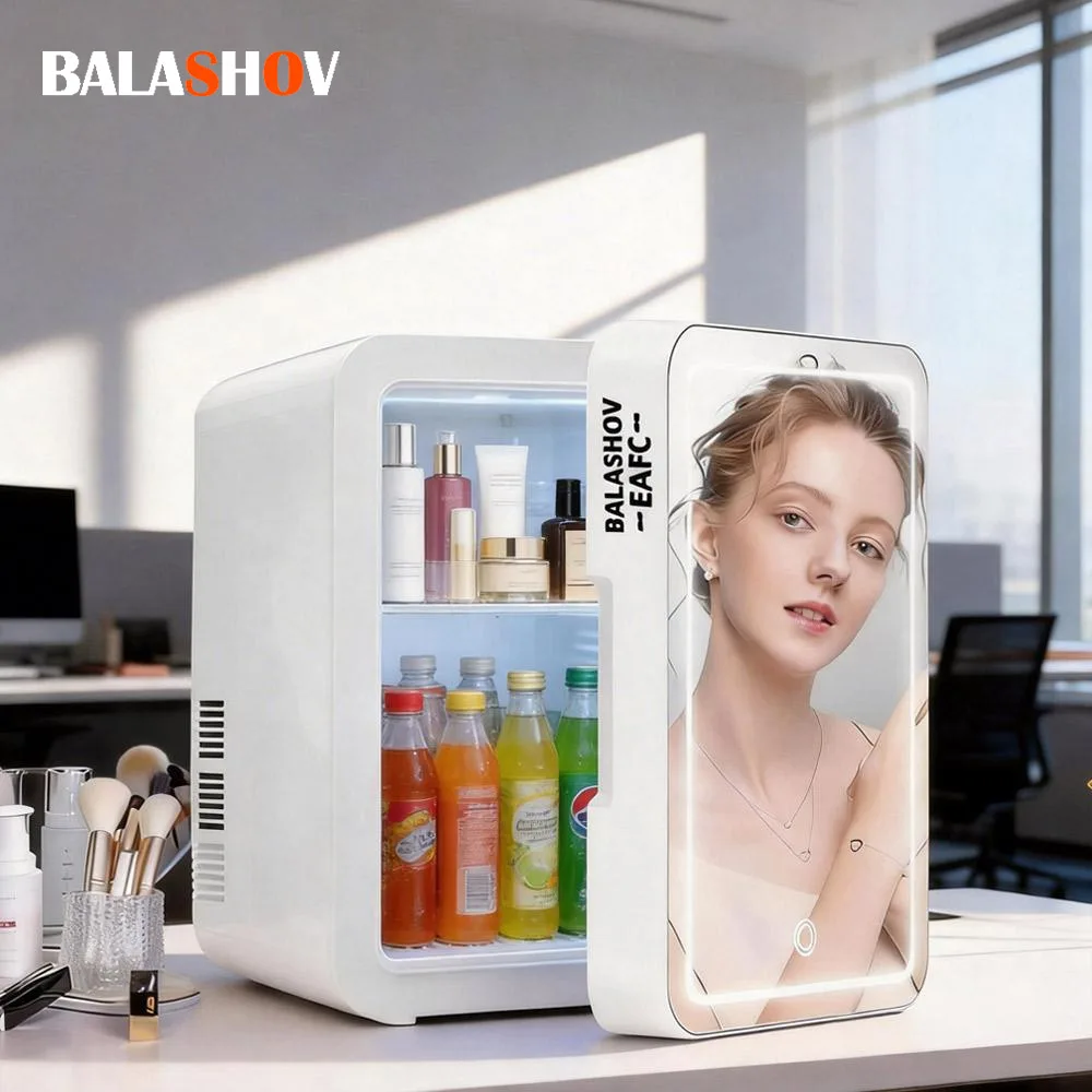 Mini Refrigerador de Maquillaje con Espejo con Luz LED, Refrigerador Portátil de 4L para Almacenamiento de Cosméticos, Mantiene Fresco, para Uso en Casa y en el Auto