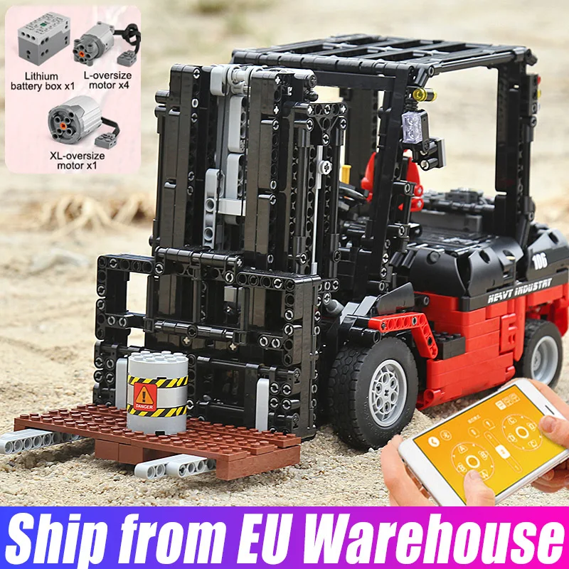 MOULD KING 13106 Technical Car Toys The MOC-3681 APP&RC Custom Forklift Truck Model Building Blocks Bricks Kids Christmas Gifts