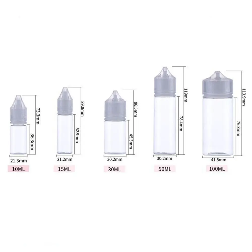 실용적인 뾰족한 플라스틱 PET 스포이드 병, 오일 충전 병, 플라스틱 빈 병, 10 ml, 30 ml, 50 ml, 100ml