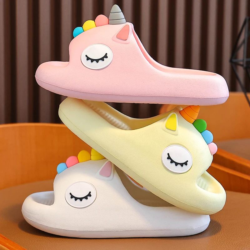 New Summer Beautiful Cute Cartoon Colt Slippers Children\'s Non-Slip Soft Sole Sandals Boys Girls Home Slides For Kids Shoes