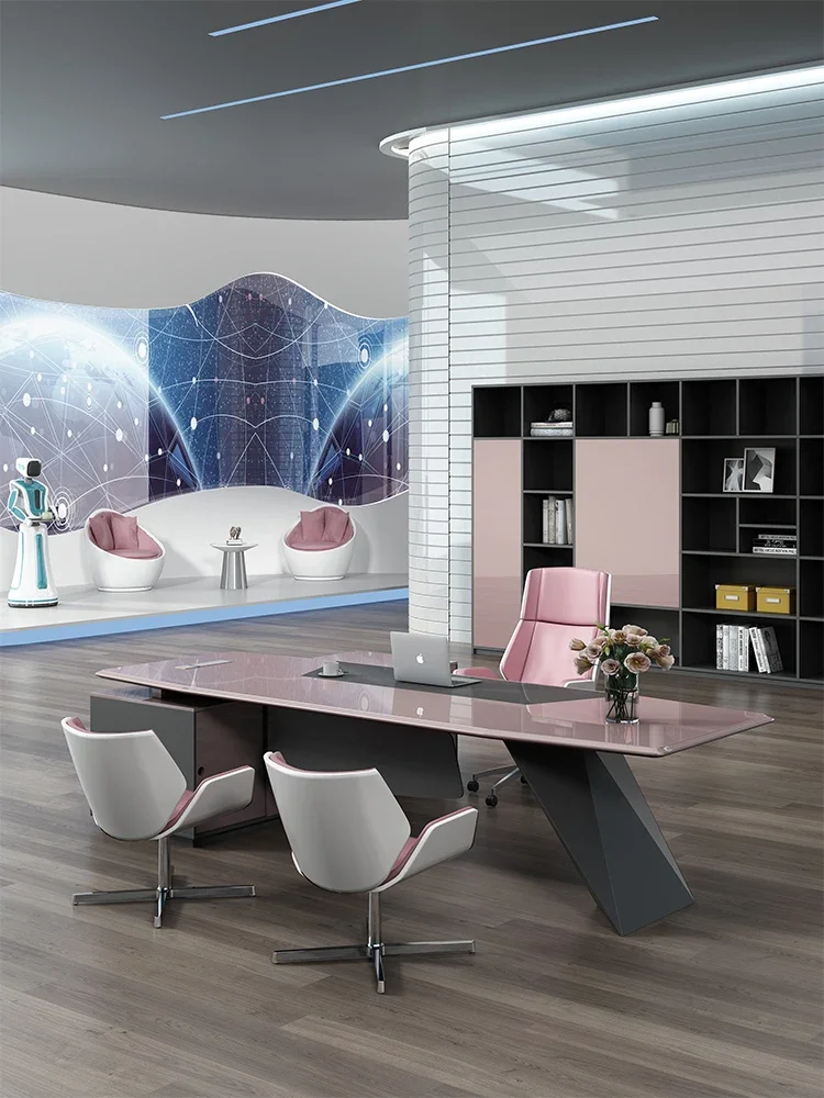 

Boss Table and Chair Combination Fashion Office Desk Women's Office Furniture Single Paint Manager Executive Desk