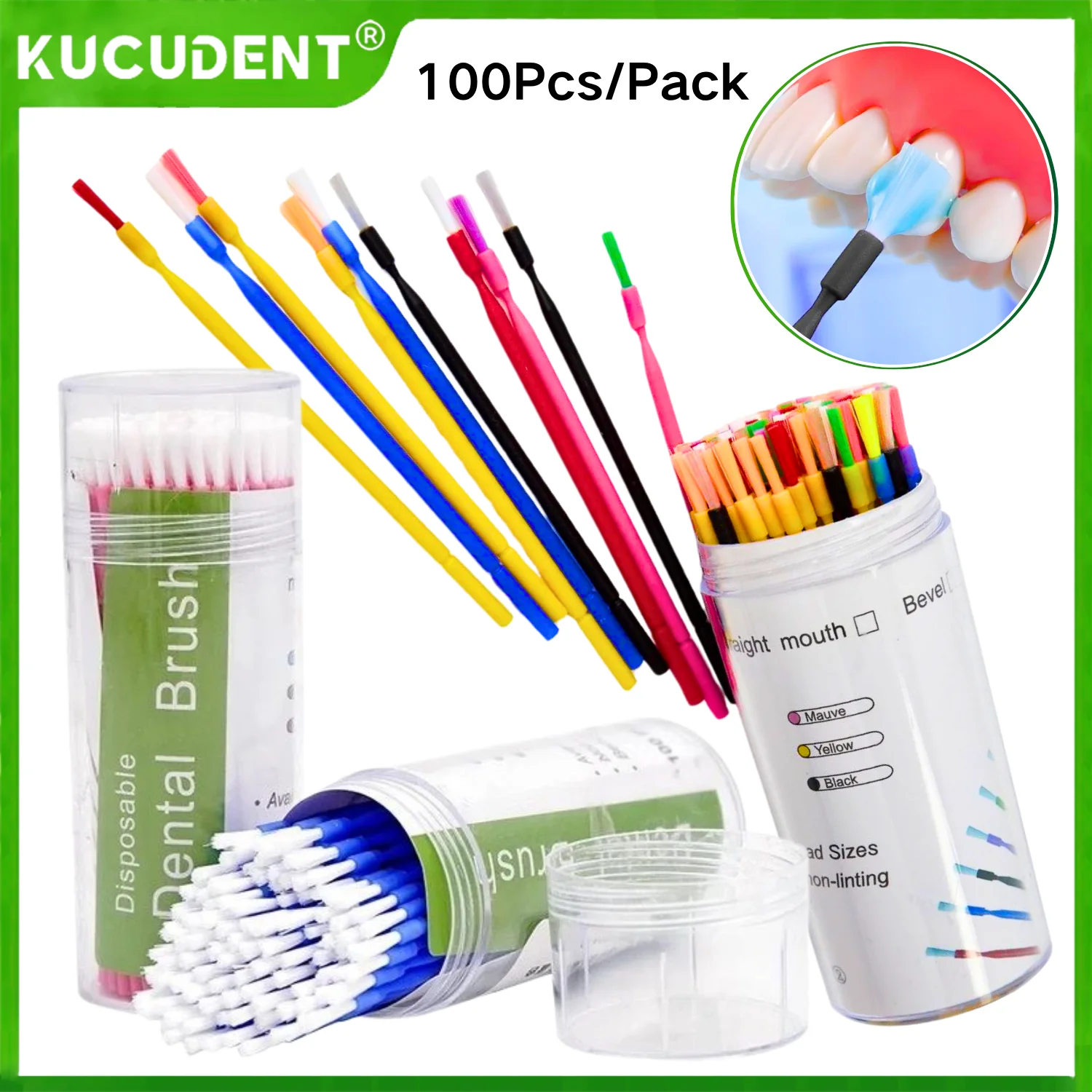 

100 шт. одноразовые стоматологические микрокисти, гибкие пластиковые аппликаторы для нанесения зубов, уход за полостью рта, стоматологические материалы