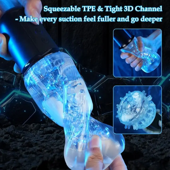 جهاز استمناء للرجال ألعاب جنسية للبالغين للرجال - أكمام فائقة النعومة قابلة للعصر مص تلقائي تهتز اللسان آلة الجنس القضيب بوم #4
