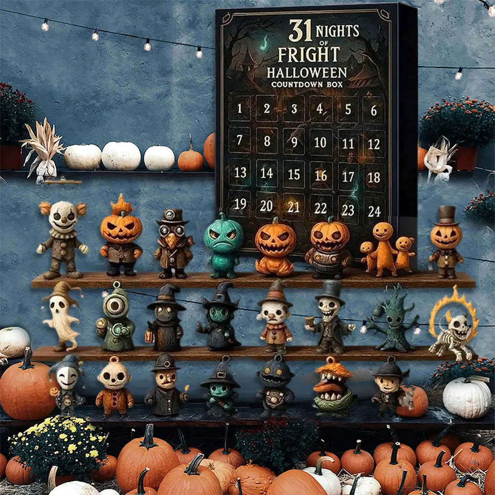 

Halloween Advent Calendar 2025 Gift Box Scary Doll Hanging Charms & Mini Decorations Gift For Halloween Lovers Surprise Box