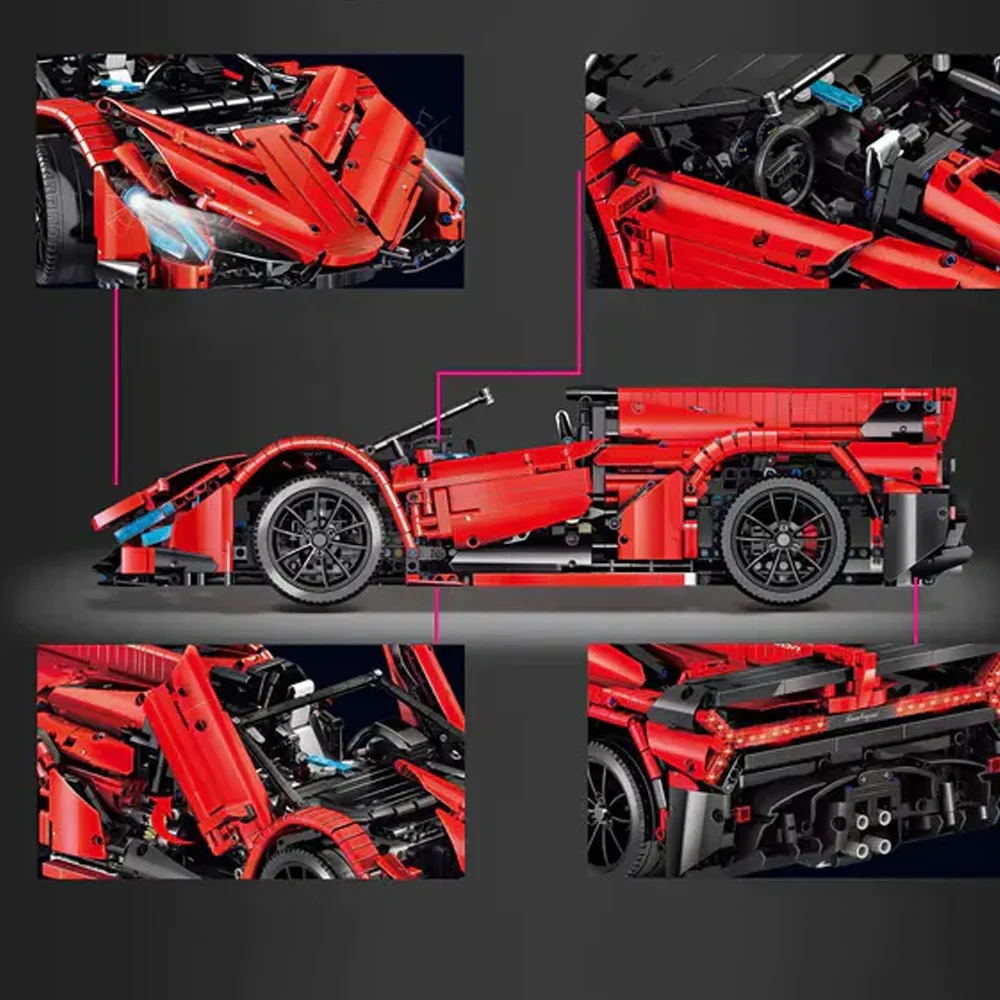 الطوب الصغير سوبر سباق السيارات نموذج اللبنات 2615 قطعة غرفة السيارة التقنية الديكور لعب للأطفال هدايا عيد الميلاد عيد الميلاد #4