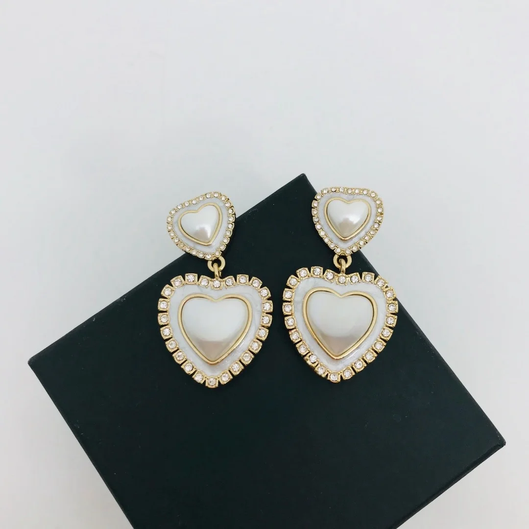 

Personalized new heart set rhinestone earrings