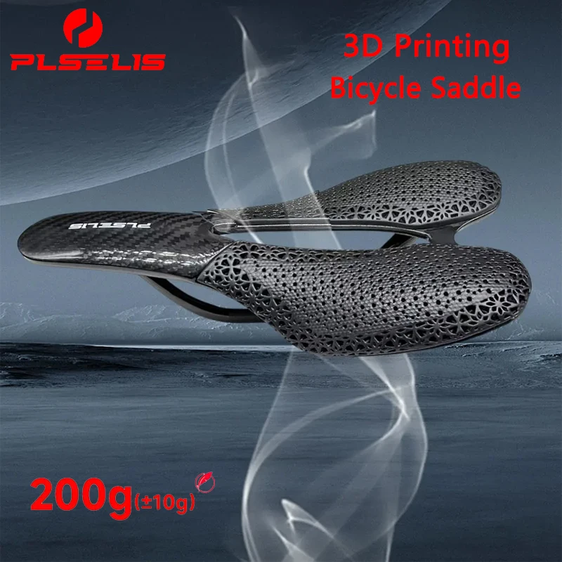 

PLSELIS 3D Printed Bicycle Saddle Weight 200g Carbon Fiber Hollow Breathable Comfortable Bicycle Cushion Bicycle Accessories