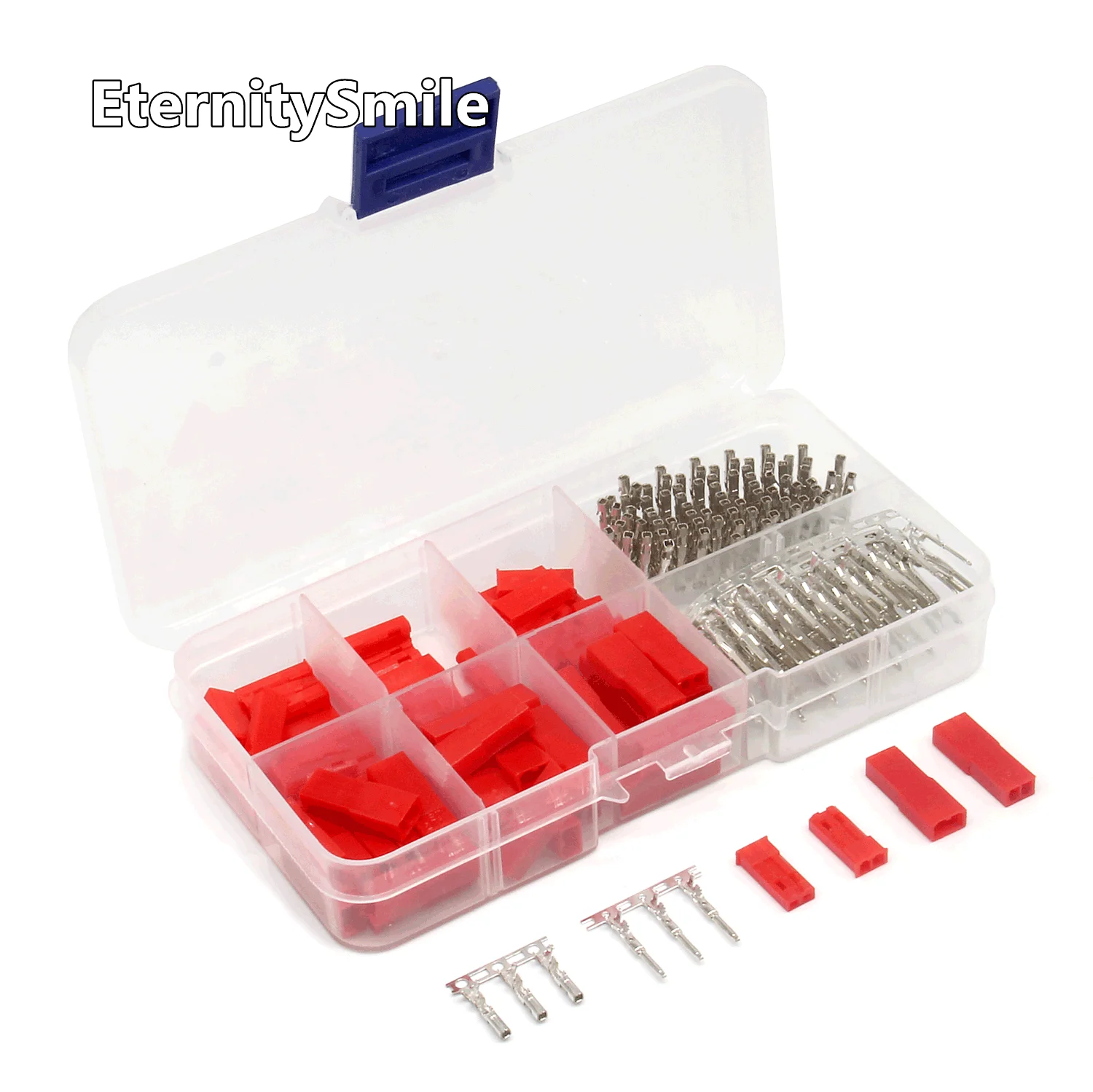 2.5mm JST SYP 2P Female & Male Red Plug Housing Crimp Terminal Connector Kit JST-SYP-2A 240Pcs (40set) for RC Lipo Battery