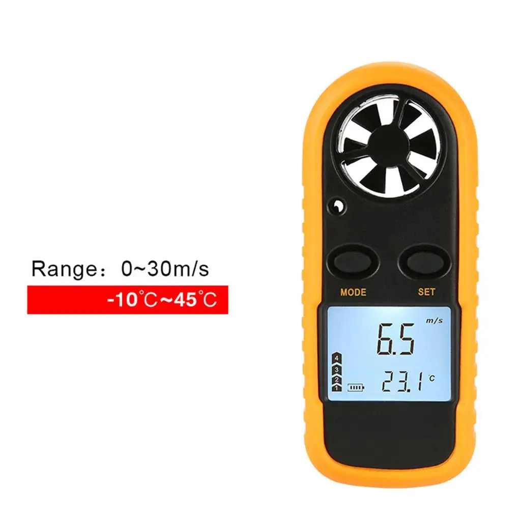 

Mini Digital Display Anemometer Portable 0-30m/s -10 to 45℃ Wind Speed Meter Handheld Gauge Windmeter Thermometer