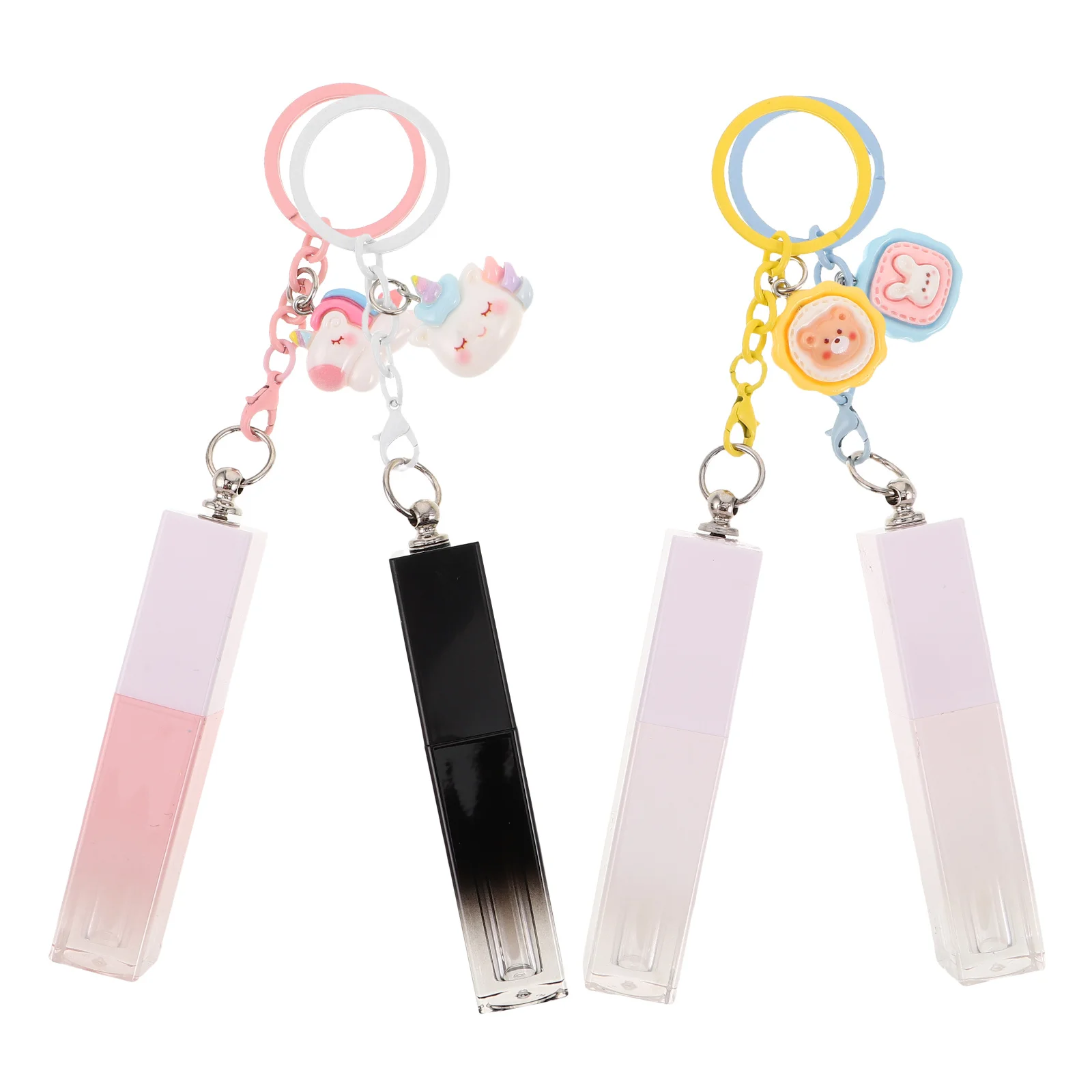 4개 투명 립글로스 튜브 3ml 그라데이션 리필 가능한 빈 병 DIY 립스틱 립글레이즈 수제 용기